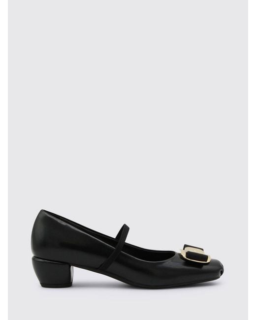 Ferragamo Black New Vara Mary Jane Ballerinas