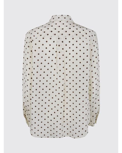 P.A.R.O.S.H. Natural Polka Dot Print Long-Sleeved Silk Shirt P.A.R.O.S.H