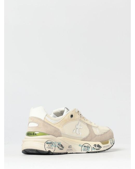 Premiata White Mase Suede And Canvas Sneakers for men