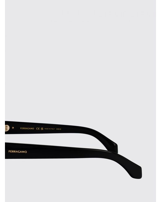 Ferragamo Black Tortoiseshell Rectangular Shield Sunglasses