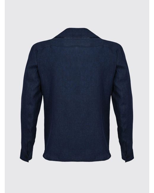 Briglia 1949 Blue Linen Shirt Jacket for men