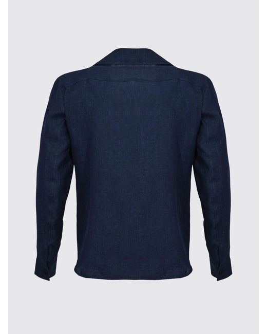 Briglia 1949 Blue Linen Shirt Jacket for men