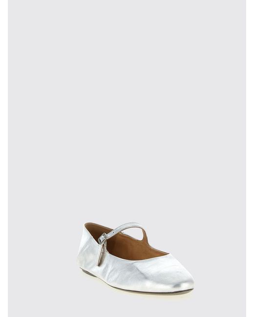 Marsèll White Strascico Laminated Leather Ballerinas