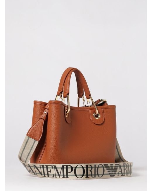 Emporio Armani Brown Myea Grained Faux Leather Tote Bag