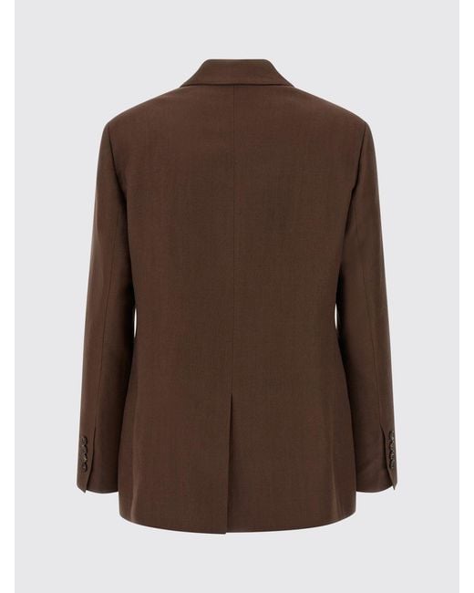 Brunello Cucinelli Brown Double-Breasted Linen Blend Blazer