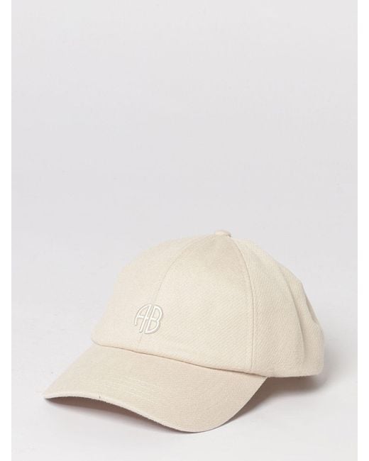 Anine Bing Natural Jeremy Wool Blend Hat With Embroidered Logo