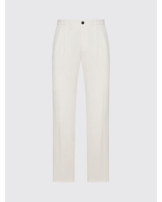 Incotex White Stretch Cotton And Linen Chino Trousers for men