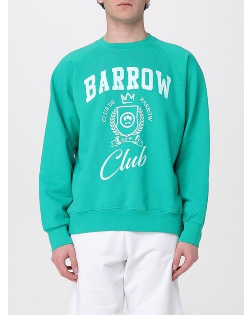 Barrow Blue Cotton Crewneck Sweatshirt With Logo for men