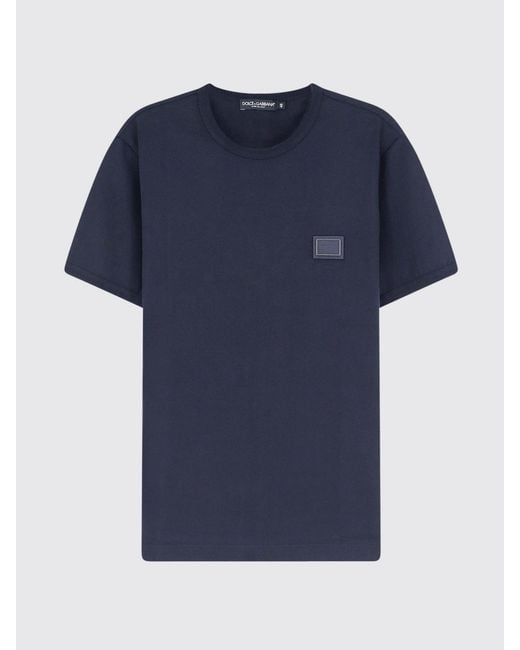 Dolce & Gabbana Blue Dolce &Amp Gabbana Tone-On-Tone Logo Cotton T-Shirt for men