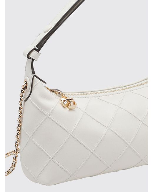 Tory Burch Natural Fleming Mini Matelassé Leather Shoulder Bag With Double T Logo