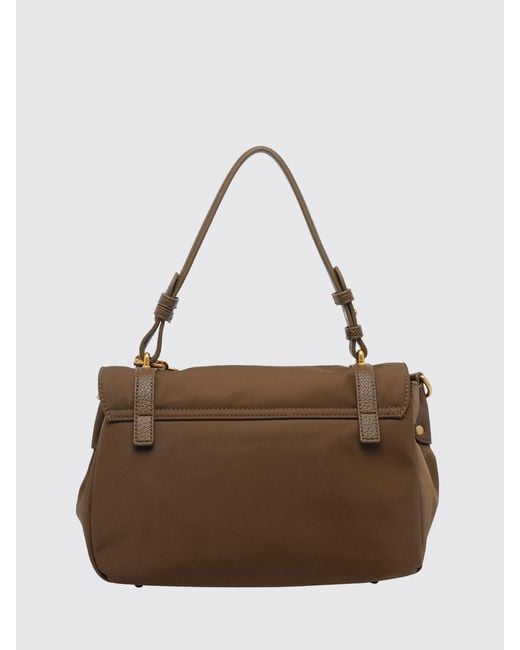 La Carrie Brown Atena Nylon Shoulder Bag With Leather Trim