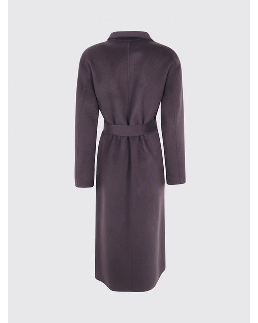 Filippa K Purple Hooded Wool Robe Coat With A Tie-Waist Belt