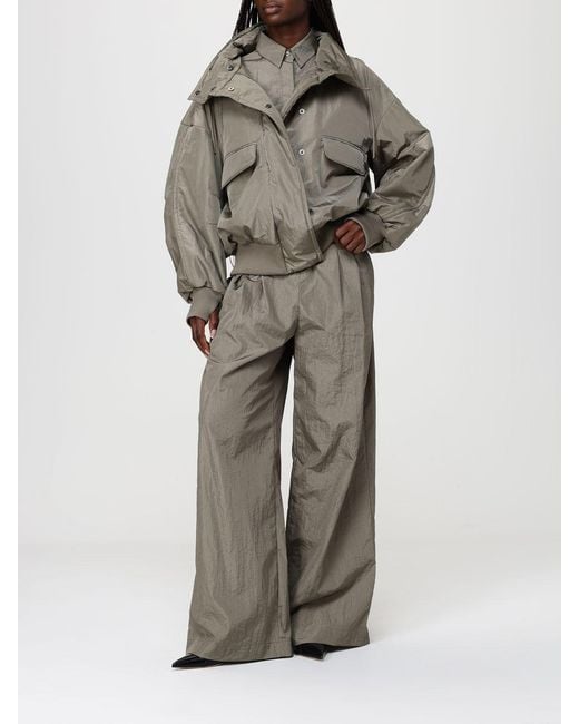 Max Mara Gray Crinkled Taffeta Trousers