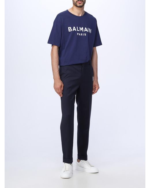 Balmain Blue Pants In Wool Twill for men