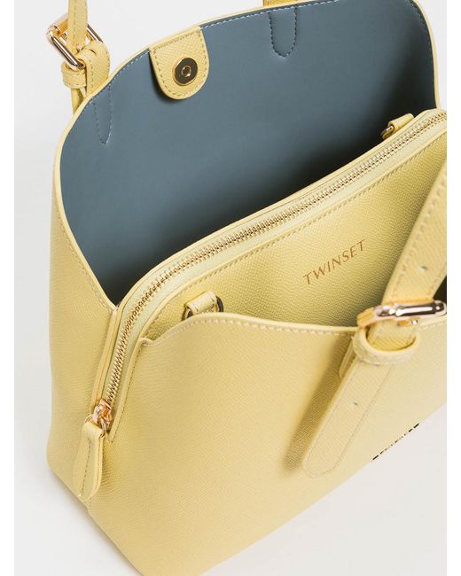 Twinset Yellow Grained Synthetic Leather Bag