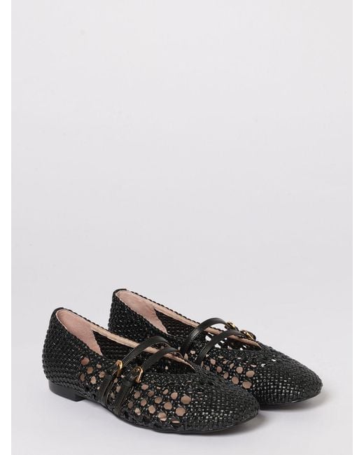 Coccinelle White Risako Woven And Perforated Leather Ballerinas