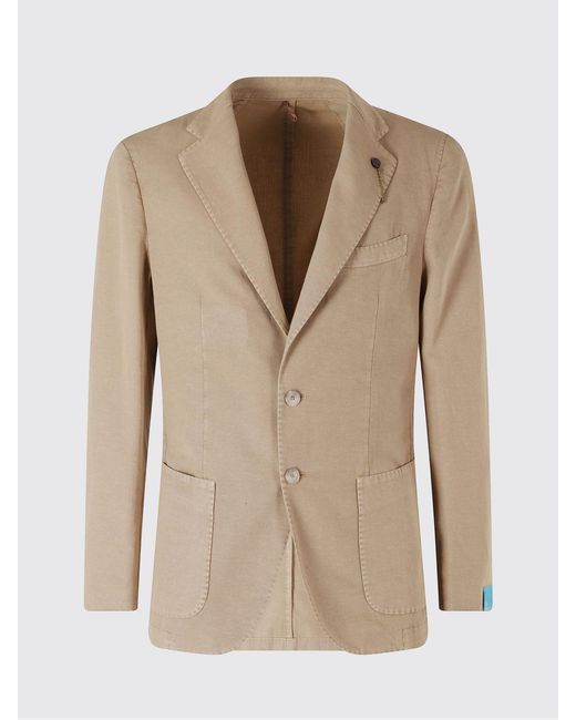 Santaniello Natural Single-Breasted Cotton Blazer for men