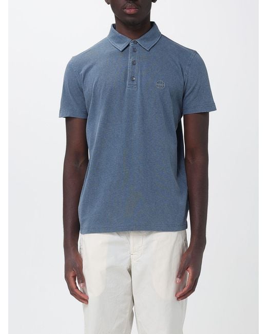 Murphy & Nye Blue Cotton Short-Sleeve Polo Shirt With Ribbed Collar for men