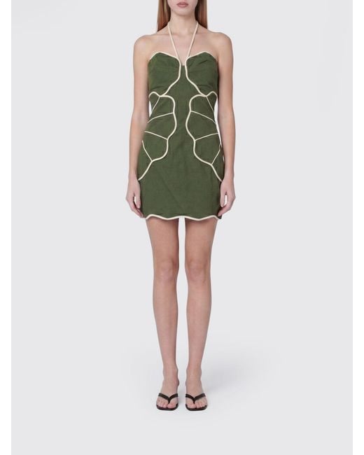 Farm Rio Green Wavy Trim Mini Dress