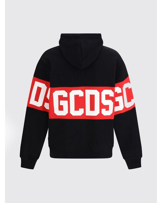Gcds Blue Cotton Hoodie With Logo for men