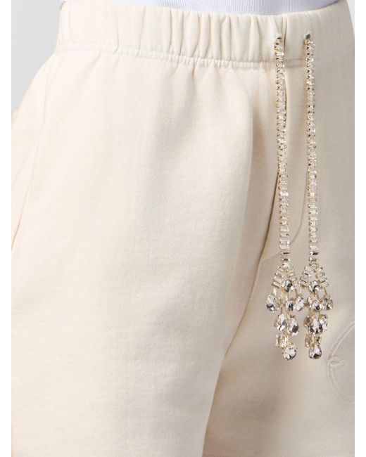 Philipp Plein White Jersey Jogging Shorts With Drawstring Waist And Tonal Logo