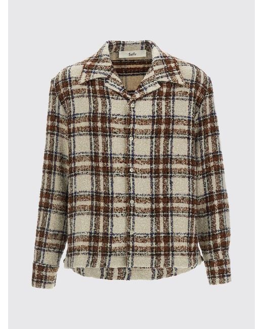 Séfr Multicolor Wool Blend Check Shirt for men