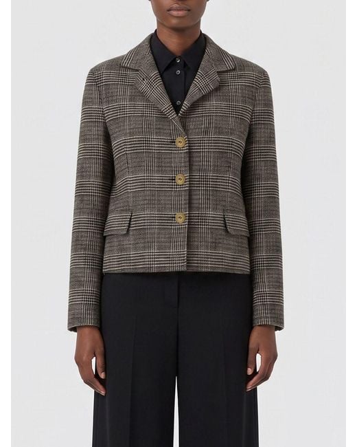 Ermanno Scervino Gray Single-Breasted Tartan Wool Blazer