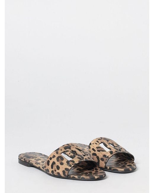 Dolce & Gabbana White Dolce &Amp Gabbana Animalier Print Leather Mules With Dg Monogram