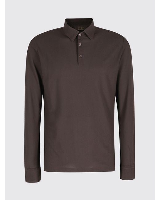 Zanone Gray Cotton Polo Shirt for men