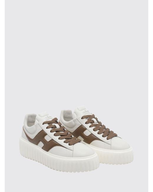 Hogan White H-Stripes Smooth Leather Platform Trainers