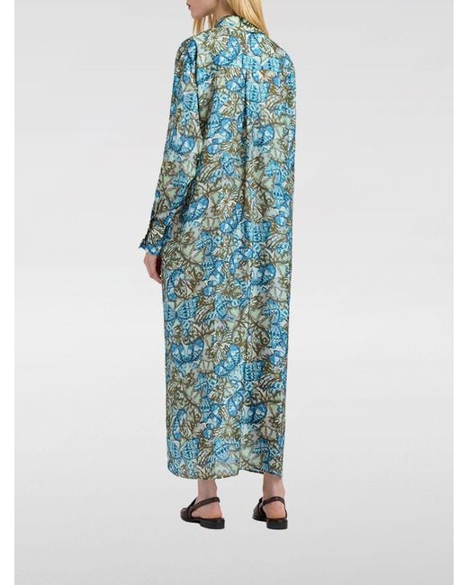 Momoní Blue MomonÌ Printed Silk Chemisier Dress