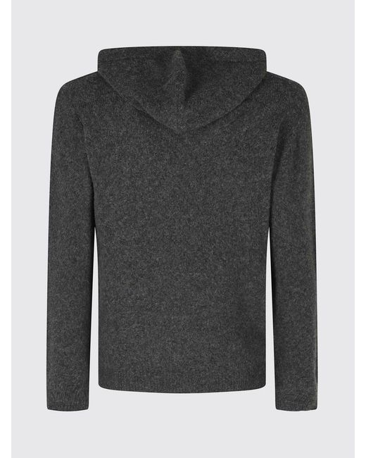 Roberto Collina Gray Merino Wool Knit Hoodie for men