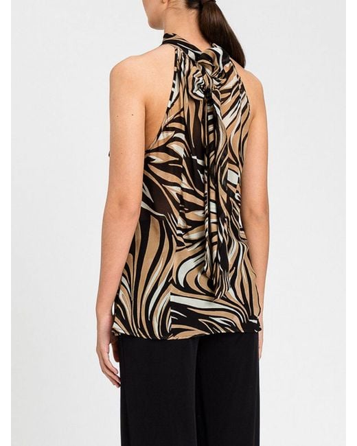 Twinset White Abstract Print Off-The-Shoulder Top With Pussy-Bow Neck