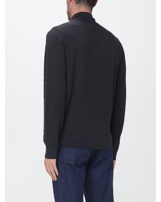 Emporio Armani Blue Slim Fit Chevron Virgin Wool Turtleneck Jumper for men