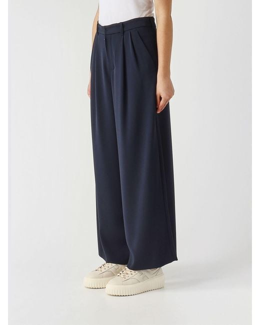 Max Mara Blue Crêpe Wide-Leg Trousers Max Mara