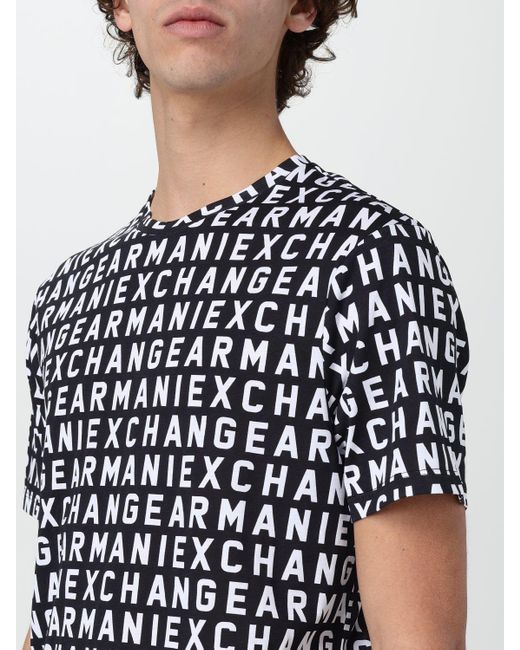 T-shirt con logo all-over di Armani Exchange in White da Uomo