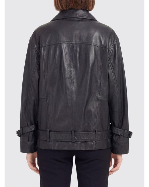 Pinko Black Leather Biker Jacket