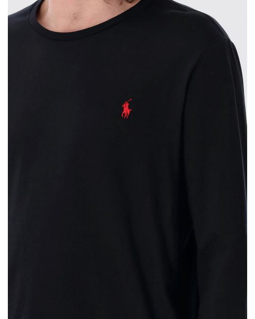 Polo Ralph Lauren Black Basic Cotton Sweatshirt With Logo for men