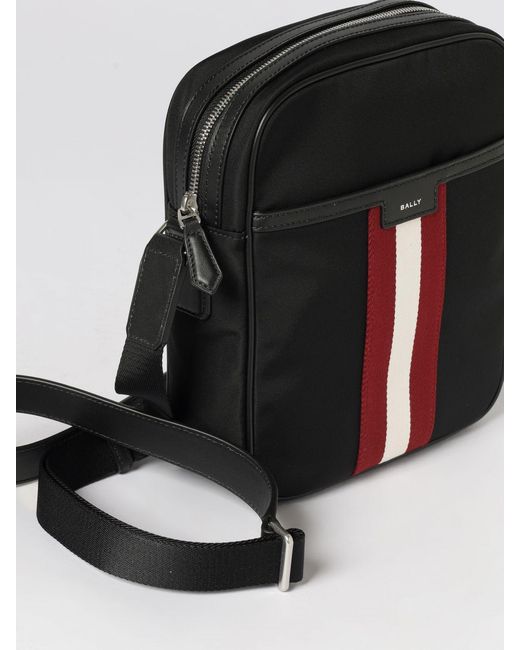 Bally Black Logo Canvas Messenger Shoulder Bag for men