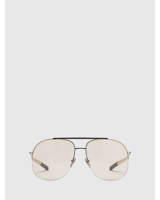 Gucci Natural Pilot Style Metal Sunglasses With Double Bridge
