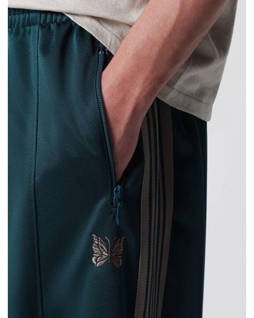 Needles Blue Wide-Leg Technical Fabric Trousers With Elasticated Waist for men