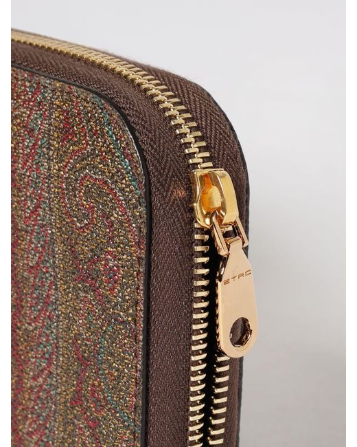 Etro Brown Arnica Coated Cotton Paisley Wallet