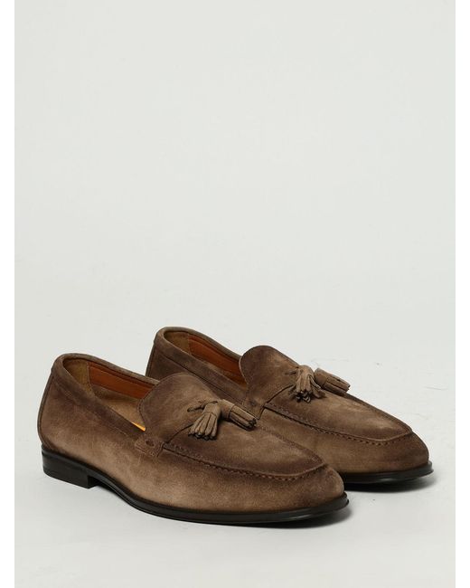 Doucal's Brown Suede Loafers With Tassels for men