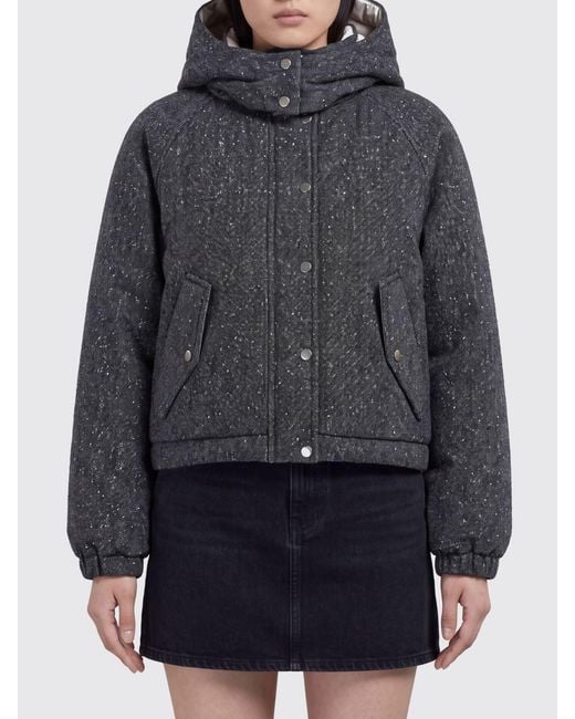 Brunello Cucinelli Gray Relaxed Fit Padded Wool-Blend Bomber Jacket With Hood