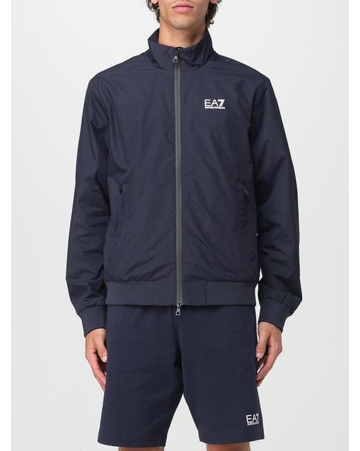 EA7 Blue Recycled Nylon Jacket for men