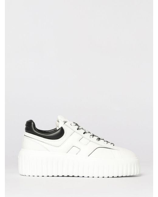Hogan White H-Stripes Leather Sneakers