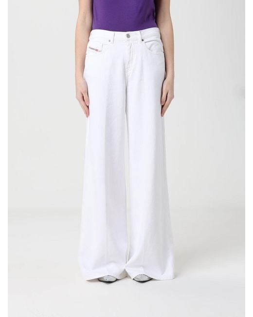 DIESEL White D-Akemi Wide-Leg Jeans