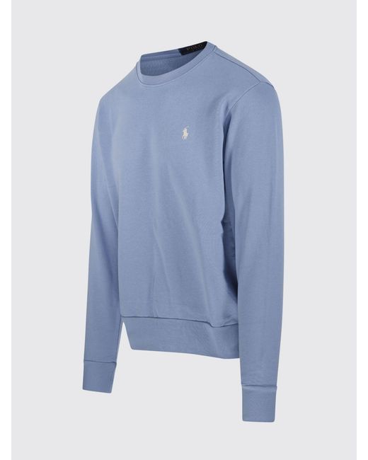 Polo Ralph Lauren Blue Cotton Crewneck Sweatshirt With Pony Logo for men