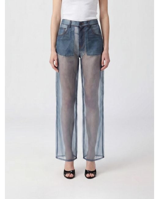 Haikure Blue Winona Wide-Leg Silk Organza Trousers