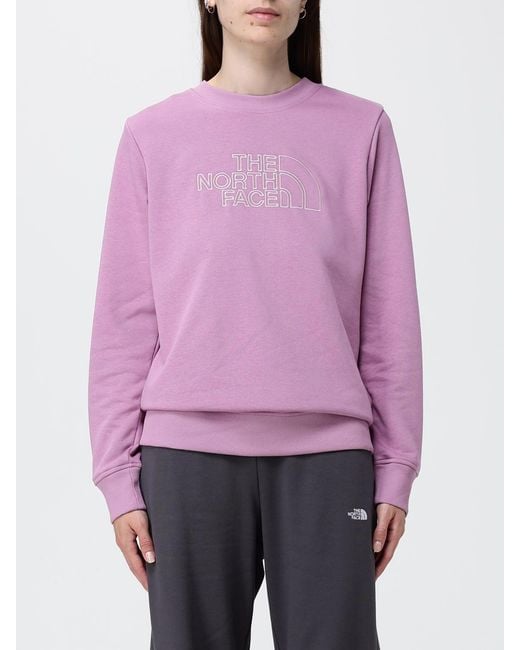The North Face Purple Drew Peak Light Cotton Crewneck Sweatshirt With Embroidered Logo